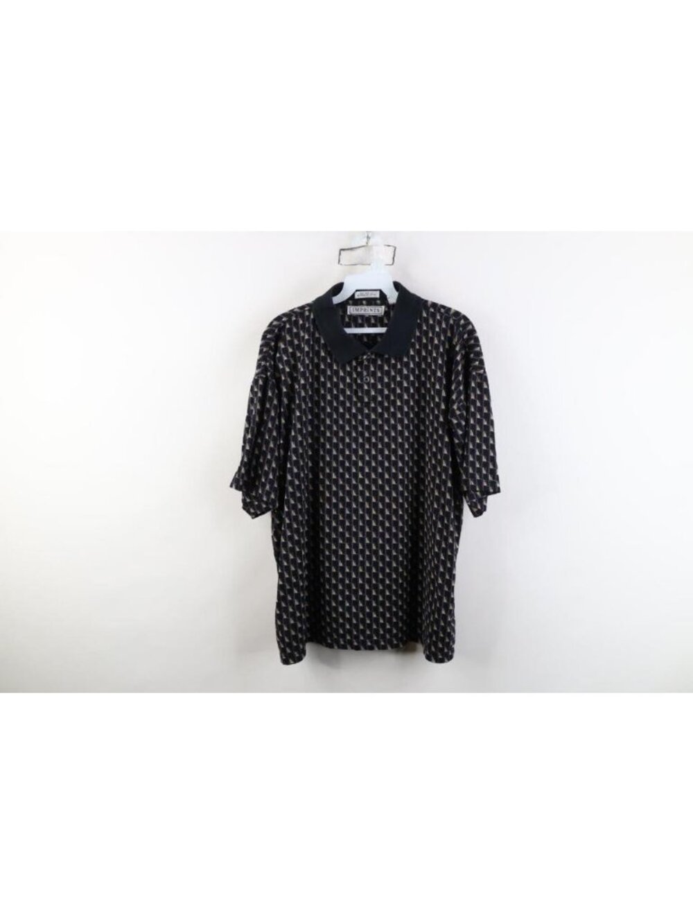 Vintage 90s Streetwear Mens Size Large Checkered Geometric Knit Golf Polo Shirt